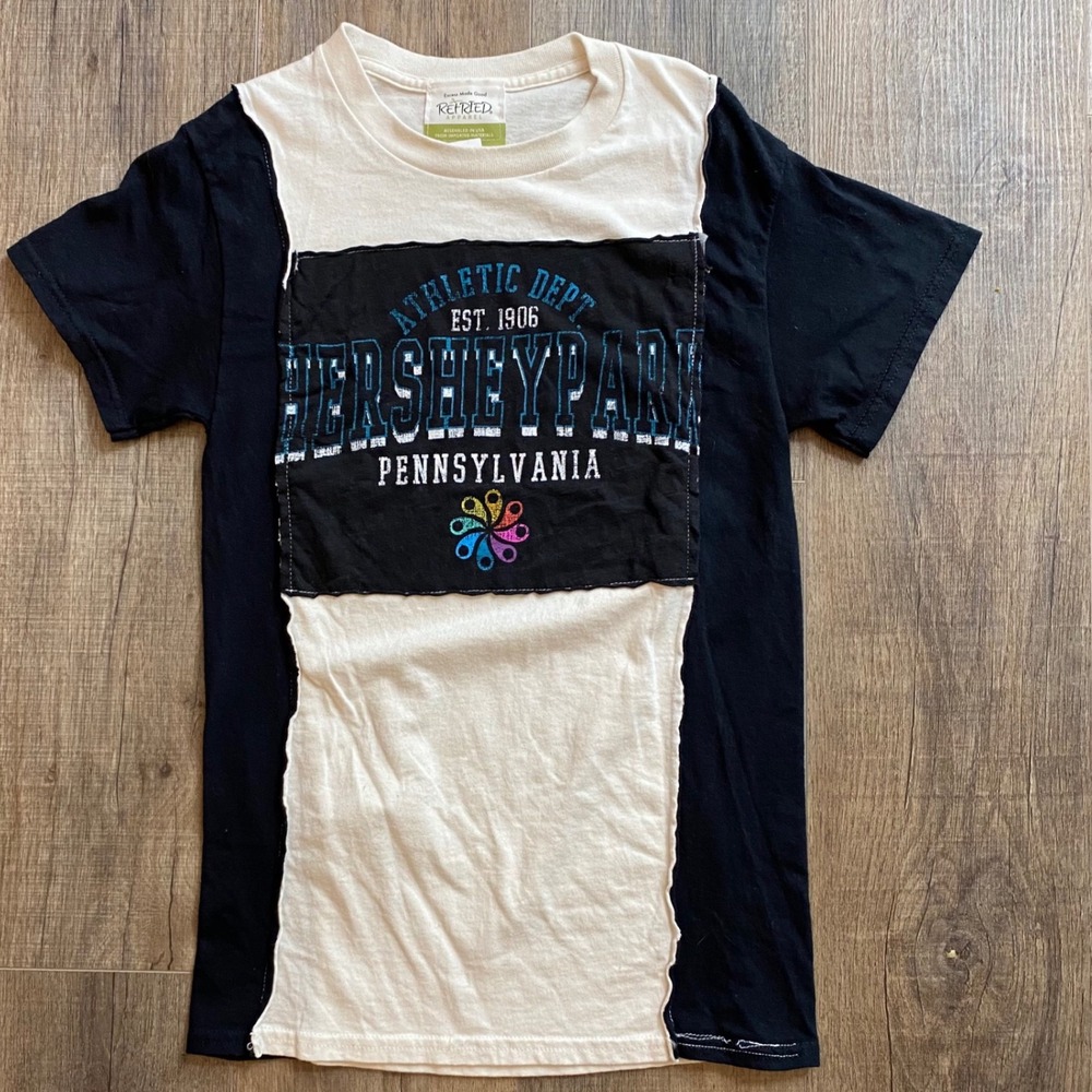 Refried Apparel Hershey Park PA Upcycled‎ Colorblock Graphic Tee Womens Small